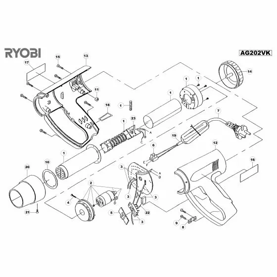 Ryobi AG202VK Spare Parts List Type: 1000021979